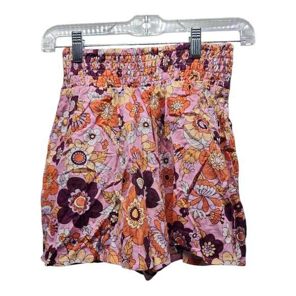 Wild Fable Shorts Womens XS Floral Print Linen Blend Pull-On Boho Hippie Style - Picture 2 of 8